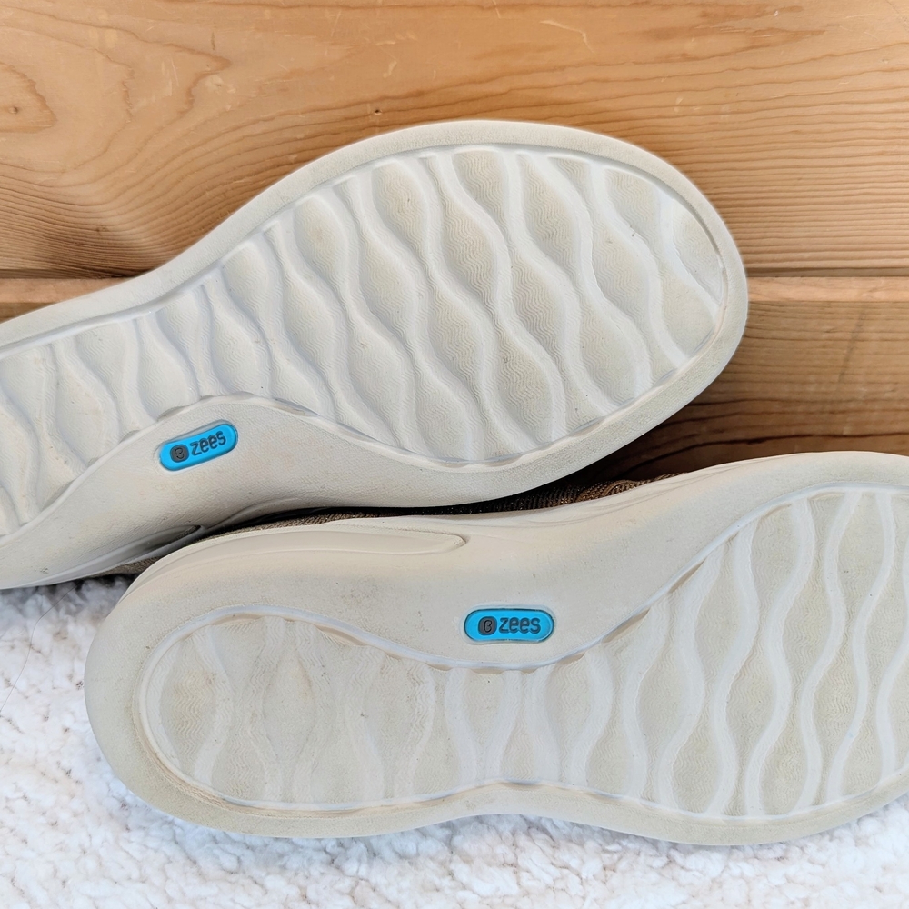 Bzees Slip-On Women's Beige/Gold  Shimmery Sneaker Shoes - Picture 13 of 15